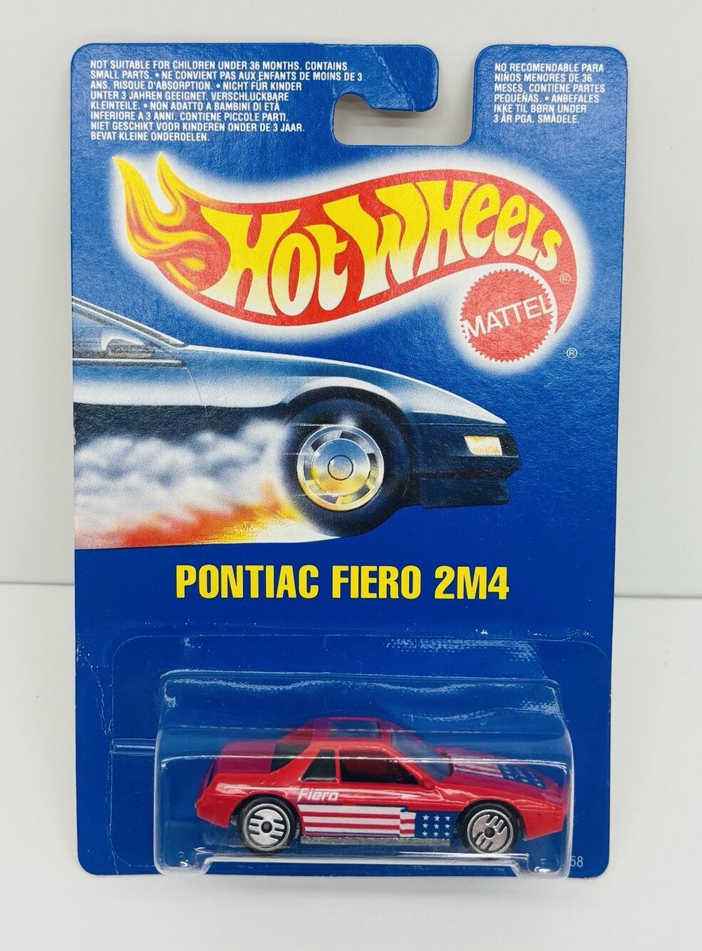Hot Wheels Pontiac Fiero 2M4 Red UH Wheels Vtg 1990 w/ Protector Case 1458